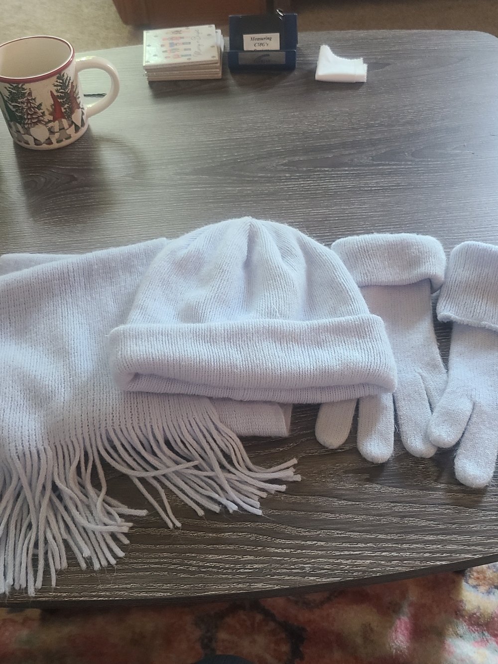 Light Blue Knit Hat, Scarf & Glove Set